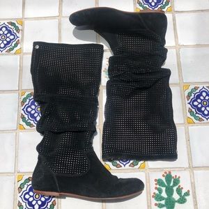Black Ugg Suede Knee High Scrunch Boot